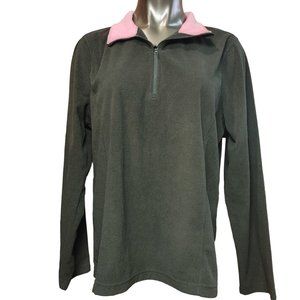 DanSkin Now Women's Black/Pink Long Sleeve Quarter Zip Sweater XL